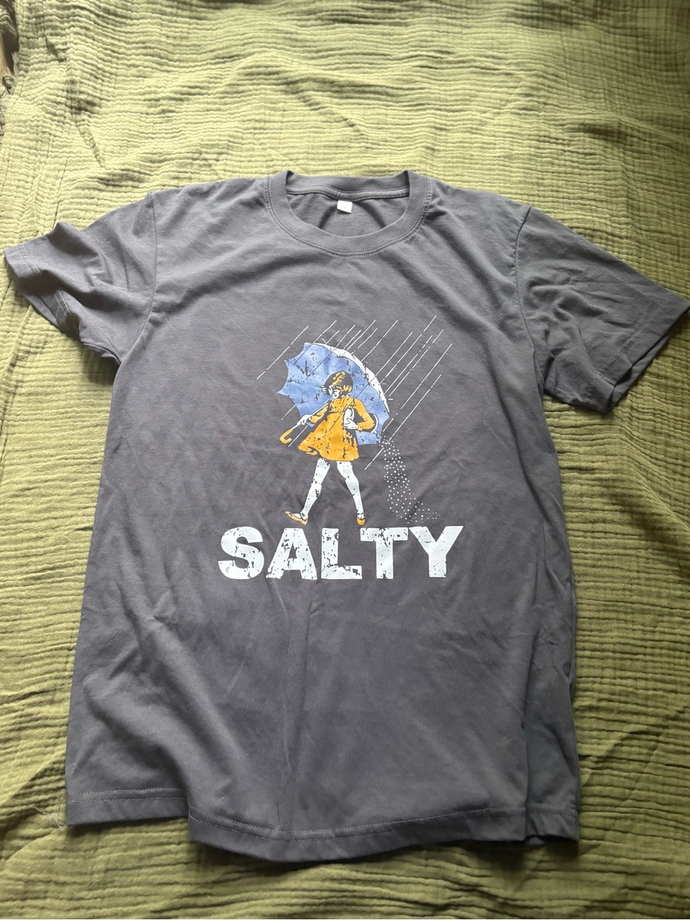 Salty Graphic Tee - Gray with Yellow Accent